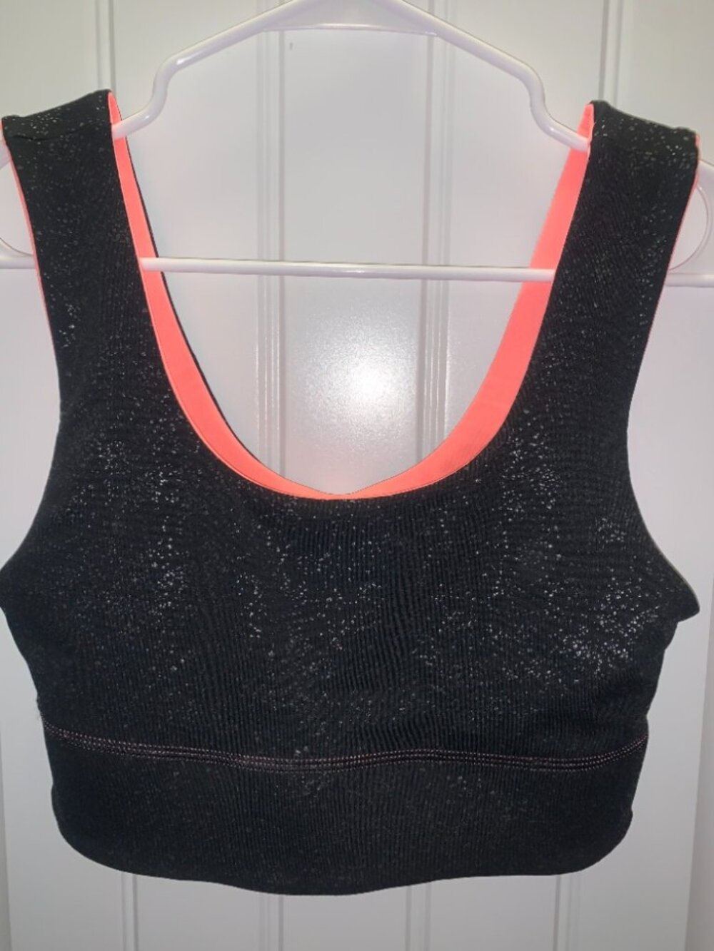 Black with Shimmer/Bright Peach Reversible Sports Bra